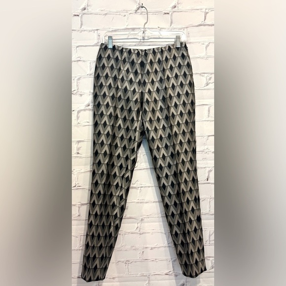 Lafayette 148 New York Silver Black Diamond Print Cropped Dressing Pants- Size 2 - Picture 1 of 7